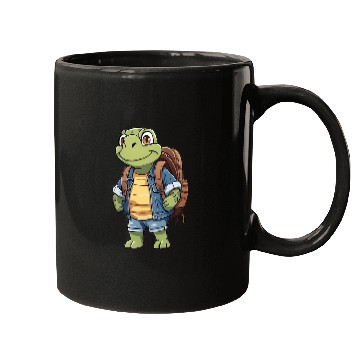 Discover Turtle Wearing Backpack Mugs