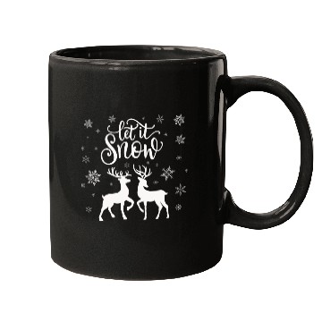 Discover Let It Snow With Deer And Snowflakes Mugs