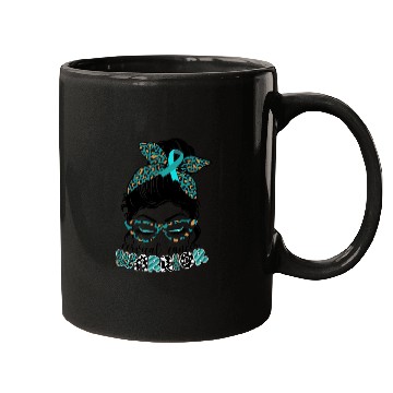 Discover Cervical Cancer Warrior Messy Bun Girl Design Mugs