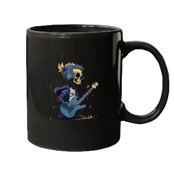 Discover Cool Skeleton Playing The Guitar Character Funny Mugs