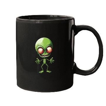 Discover Green Alien: Giant Head from Outer Space Mugs