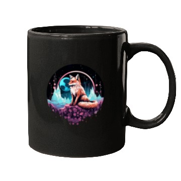 Discover Celestial moon flower fox sitting tall Mugs
