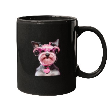 Discover Schnauzer Wearing Pink Locking Heart Mugs