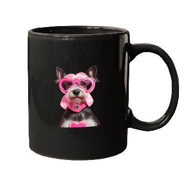 Discover Schnauzer wearing Pink & Silver Heart Mugs