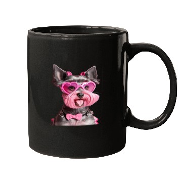 Discover Schnauzer Wearing Pink Bow Tie Mugs
