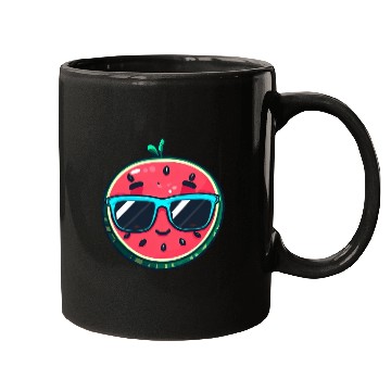 Discover Kawaii Melon with Sunglasses: Summer Fruit Chill Mugs