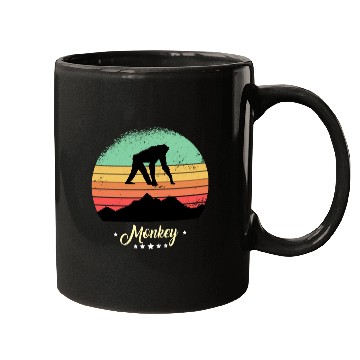 Discover Monkey Vintage Animals Retro Sunset Ape Mugs