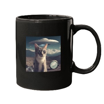 Discover Cat Ufo Alien Area 51 space shuttle Mugs
