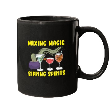 Discover Mixing Magic Sipping Spirits Bartender Halloween Mugs