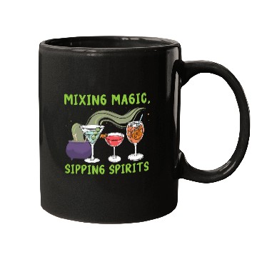 Discover Mixing Magic Sipping Spirits Bartender Halloween Mugs