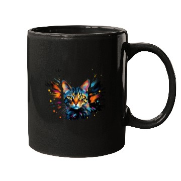 Discover Artful Color Explosion Bengal Cat Mugs