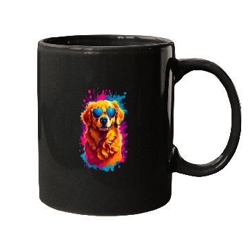 Discover Cool Golden Retriever with Sunglasses 2 Mugs