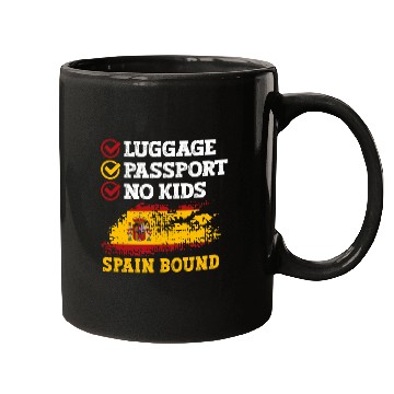 Discover Luggage Passport No Kids Spain Bound Vacation Mugs