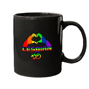 Discover Hands with heart in rainbow colors lesbian pride l Mugs