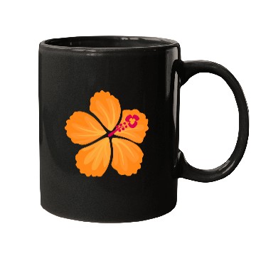Discover Orange Hand Drawn Hibiscus Flower Mugs