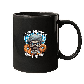 Discover Skull beer and pretzel - Scary delicious Mugs
