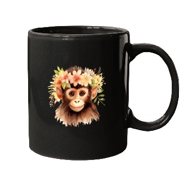 Discover Monkey Chimpanzee Jungle Animal Boho Floral Ape Mugs