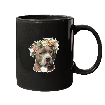 Discover pit bull with flower crown Mugs