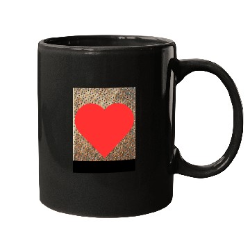 Discover Romantic Red Love Heart on Brown Dotted Background Mugs