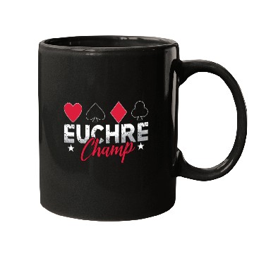 Discover Euchre Champ Playing Cards Pinochle Board Game Mugs