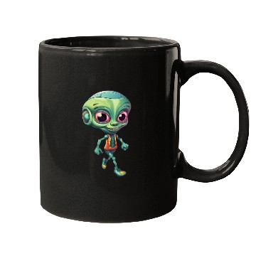 Discover Funny Green Alien: Humorous Space Design Mugs