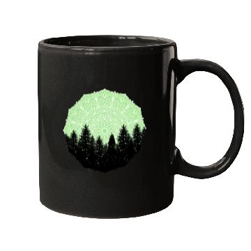 Discover Green Forest Mandala Pacific Northwest Mugs