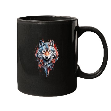 Discover Wolf artwork illustration Mugs