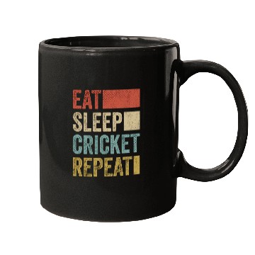 Discover Retro Eat Sleep Cricket Repeat Funny Cricket Mugs