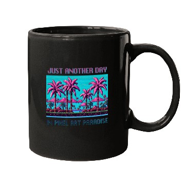 Discover Just Another Day In Pixel Art Paradise Mugs