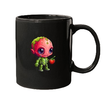 Discover Strawberry Alien: Green & Red in Harmony Mugs