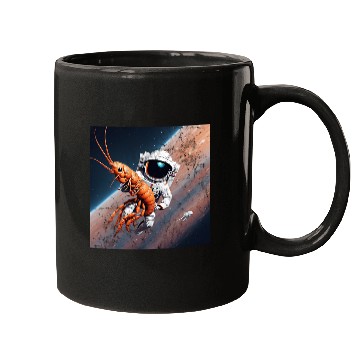 Discover Astronaut in space with shrimp Mugs