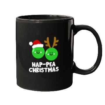 Discover Hap-Pea Christmas Funny Vegetable Vegan Food Pun Mugs