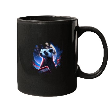 Discover America ferret under Moon with American Flag Mugs