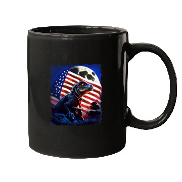 Discover America lizard under Moon with American Flag Mugs