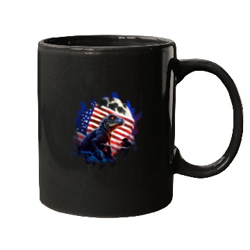 Discover America lizard under Moon with American Flag Mugs
