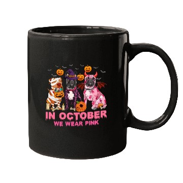 Discover In October We Wear Pink Pumpkin Pitbull Mugs
