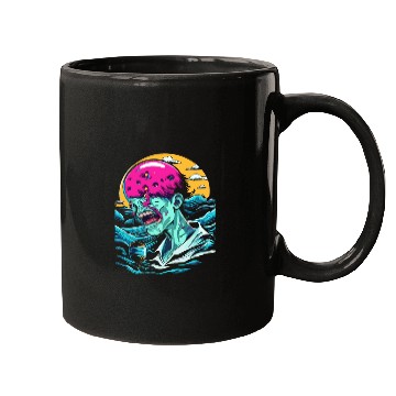 Discover Sad Zombie In The Ocean Mugs