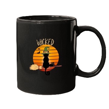 Discover Wicked Cat Witch Funny Halloween Witch Mugs