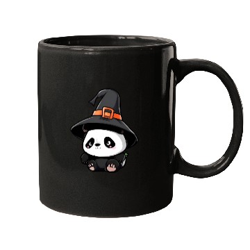 Discover Cute Halloween panda with a witch hat. Mugs