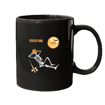 Discover Skeleton Baseball Break Sleep Chill Halloween Funn Mugs