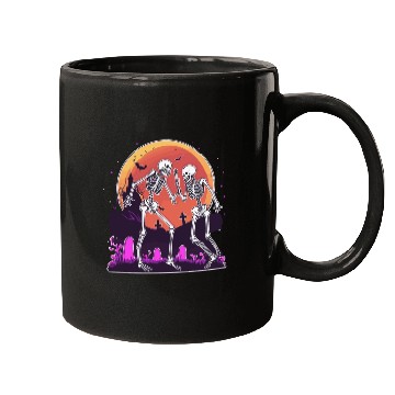 Discover "Skeletal Dance-Off Under Neon Moon" Mugs