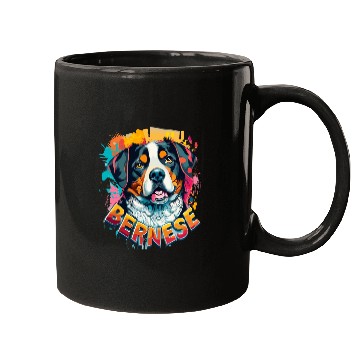 Discover Bernese Mountain Dog Head Vibrant Color Splash Mugs