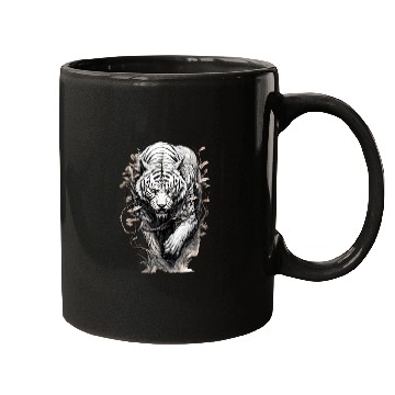 Discover White Tiger with Vines and Leaf Mugs