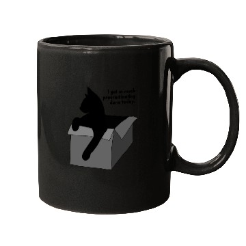 Discover Procrastinating Black Cat in Box Mugs