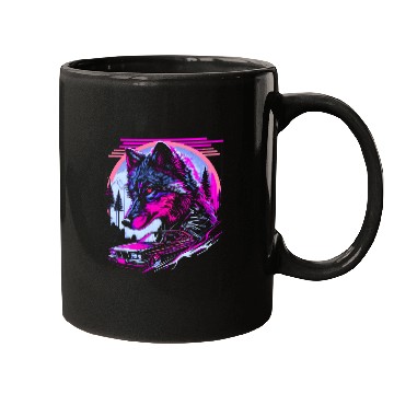 Discover Retro Synthwave Gangster Wolf Mugs