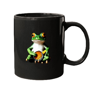 Discover Frog Playing Banjo Mugs