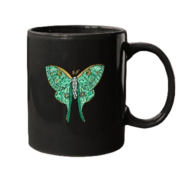 Discover Luna Moth Green And Gold Mugs