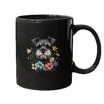 Discover Miniature Schnauzer Flower Garden Cute Puppy Dog Mugs