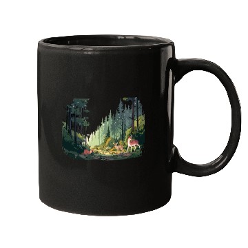Discover Forrest Background with Deer and Weasel Mugs