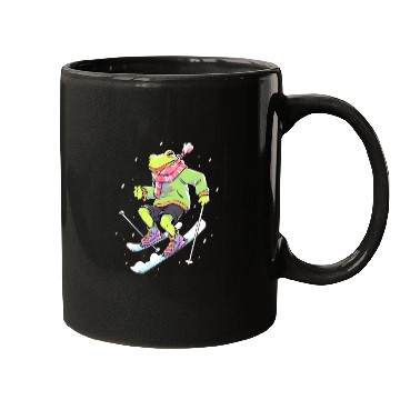 Discover Frog Skiing Skier Ski Winter Snow Mugs